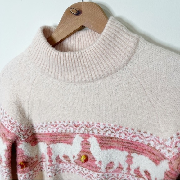 Anthropologie Pink Aimee Pommed Alpaca Wool Sweater Size XS - Picture 3 of 7